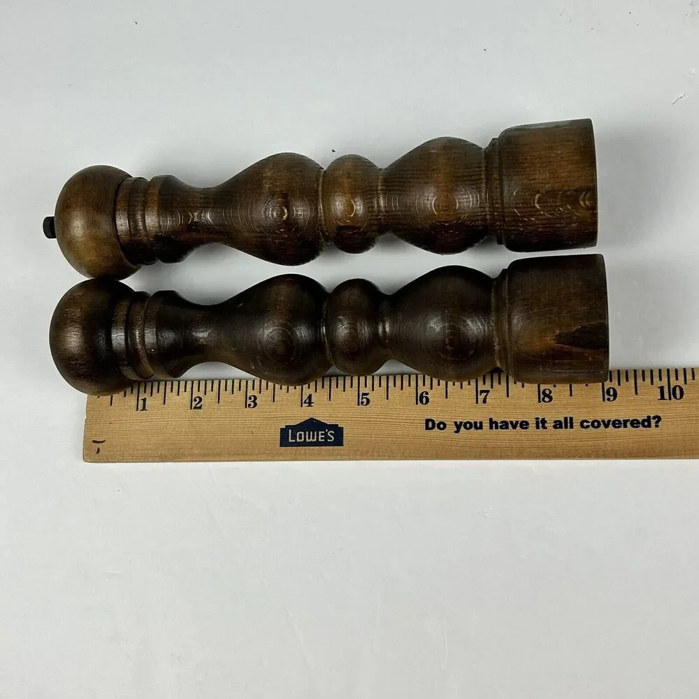 Vintage Lobeco Salt & Pepper Shaker Mill Japan 9" Wooden Spindle Farmhouse - Picture 12 of 13